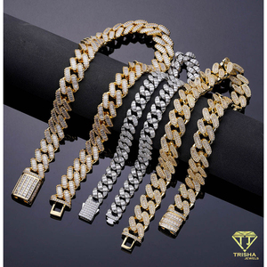 Collar de Plata de Ley 925 de Primera Calidad con Eslabones Cubanos y Diamantes Cultivados en Laboratorio, Estilo de Punta Afilada, Joyería para Compradores Profesionales - Product Image 5