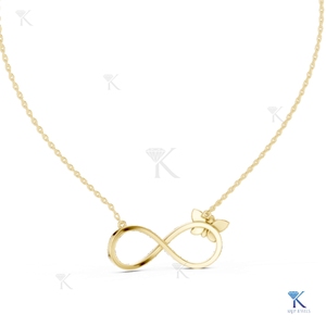 Lab Grown Diamond Infinity Butterfly Station Necklace 14K 18K <b>Solid</b> <b>Gold</b> Pave Luxury <b>Pendant</b> Fine Women's Jewelry Gift Party - Product Image 5