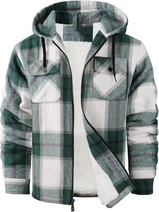 Chaqueta de Franela a Cuadros para Hombre, Tendencia 2026, con Forro de Sherpa, Resistente al Viento, Informal, para Invierno, Corte Regular, Diseño con Bolsillos - Product Image 3