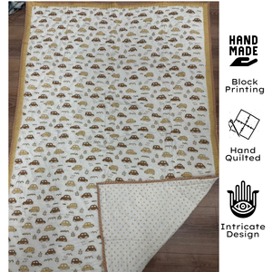 Premium Jaipur Hand Block Printed Cotton Baby Quilt <b>Set</b> Hypoallergenic Cotton Super Soft Machine Washable Eco-Friendly Travel - Product Image 2