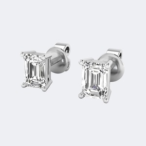 1.00 CTW Lab Grown Diamond <b>Emerald</b> Shape Brilliant Cut <b>Earrings</b> For Women 9K 14K 18K <b>Gold</b> Luxury E F Color VS VVS Fine Jewelry - Product Image 3