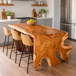 Exclusiva Mesa de Comedor de Madera Suar Hecha a Mano, Ecológica, con Acabado Natural, de Lujo, para Restaurante, Hogar Moderno e Interior - Product Image 4