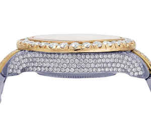 BOJ R.O.L.E.X.044 Montre Homme de Luxe à Quartz Analogique en Acier Bicolore Entièrement Sertie de Moissanite, 41MM, Résistante à l'Eau 3BAR, Style Hip Hop - Product Image 5