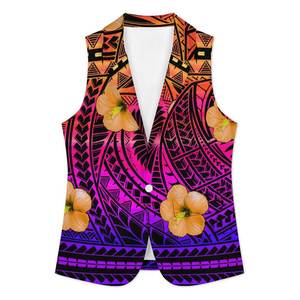 Chaleco de Traje para Mujer al por Mayor, Personalizado, con Estampado Polinesio, Casual, de un Solo Botón, sin Mangas, Ropa Holgada para Mujer - Product Image 2