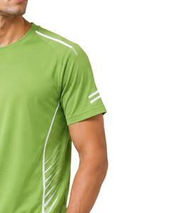 T-shirt de sport vert personnalisé pour homme, séchage rapide, respirant, pour la gym, le fitness, la course à pied, l'entraînement athlétique, en polyester, vêtement de sport - Product Image 4