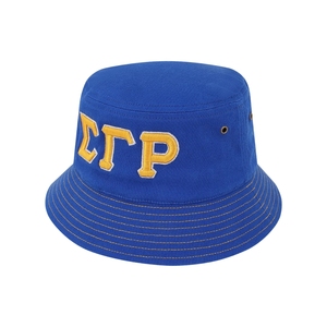หมวกบักเก็ตสีน้ำเงิน SGRho ปักลายตัวอักษรชมรมหญิงกรีก หมวกกันแดดสำหรับผู้หญิง สั่งทำได้ หมวกสไตล์ลำลองสำหรับวิทยาลัย ใส่เที่ยวกลางแจ้ง ฤดูร้อน ลายกรีก - Product Image 4
