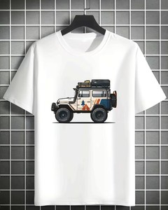 Men's White T-Shirt with -customize Digital Print Short Sleeve O-Neck Casual Regular Fit 100% Cotton Jersey Breathable - Product Image 1