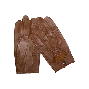 <b>Brown</b> <b>Leather</b> Driving <b>Gloves</b> Soft Cow Aniline Unlined Perforated Breathable Grip Outdoor Classic Fashion <b>Mens</b> Driving <b>Gloves</b> - Product Image 1