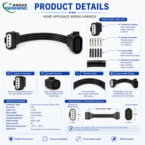 Rangkaian Kabel Harness Kustom yang Andal dengan Konduktor Tembaga Murni dan Karet Nylon untuk Peralatan Rumah Tangga dan Mesin - Sampel OEM/ODM - Product Image 3