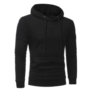 <b>Men's</b> Black Hooded Sweatshirt Regular Fit French Terry Breathable Casual Autumn Wear - Product Image 4