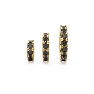 Breloque ronde en or 14 carats avec diamants noirs, Breloque roue en diamant noir, Support de breloque rond, Connecteur de bande éternité en diamant rond - Product Image 3