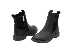 Botines Negros Retro con Plataforma, Punta Redonda, Tacón Cuadrado, Antideslizantes, Parte Superior de PU, Entresuela de EVA, Estilo Chelsea para Todas las Temporadas - Product Image 3