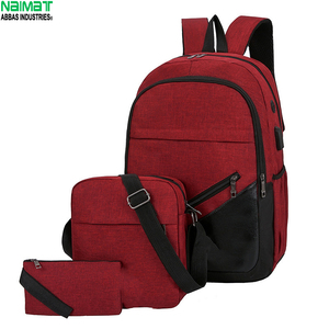 Naimat Durable PVC Oxford Cloth <b>Backpack</b> Set 3-Piece <b>Black</b> Outdoor Camping Bag for <b>Men</b> Women 2 Seasons - Product Image 3