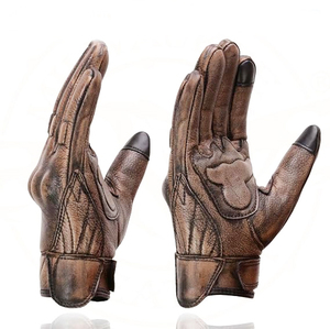 Samroz Sports Men's Perforated Leather Full Finger Motorcycle Hand <b>Gloves</b> W/Breathable ‘Open Knuckle - Product Image 2