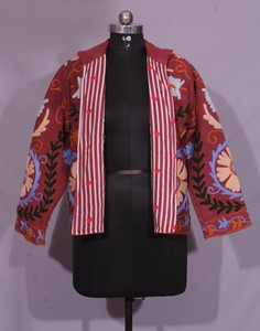 Handmade Floral Embroidered Suzani TNT Fabric <b>Jacket</b> – Handcrafted Statement coat for wedding ,party and festive wear. - Product Image 4