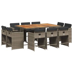 Set da Pranzo Pieghevole per Esterni a 10 Posti in Rattan PE Grigio, Arredamento da Giardino Stile Contemporaneo - Product Image 2