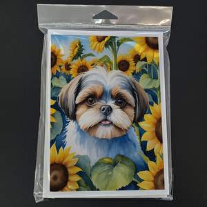 Whimsical Shih Tzu en Sunflowers A7 Tamaño 5x7 Tarjetas de notas en blanco Paquete de 8 con sobres para saludos - Product Image 3