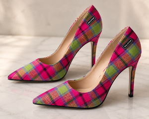 Custom Women Tartan Stiletto Heels Scottish Wedding Plaid <b>Pointed</b> Toe High Heel Pumps Fashion Shoes Manufacture Factory Supply - Product Image 3