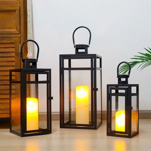 Elegante linterna portátil de metal para velas con asa resistente, perfecta para viajes al aire libre, camping y uso como iluminación decorativa. - Product Image 1