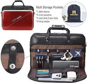 Professional Men's PU Leather Briefcase With Adjustable Strap Zipper Closure Solid Black Business <b>Bag</b> 20-30L Capacity - Product Image 3