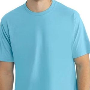 T-shirt décontracté bleu ciel pour homme, col rond, manches courtes, en coton doux, coupe ample, léger et respirant, idéal pour l'été et le streetwear - Product Image 5