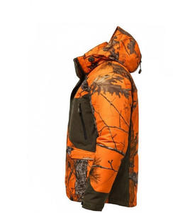Chaqueta Acolchada con Capucha Unisex para Invierno, Estampado de Camuflaje Animal, Impermeable, Cuello Alto, Corte Regular, Naranja Marrón, Soft Shell Personalizada - Product Image 4