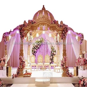 Pilier de base pour mandap de mariage motif paon - Matériau FRP durable, toutes couleurs, marque Shobha Jain Impex, emballage personnalisé en boîte - Product Image 1