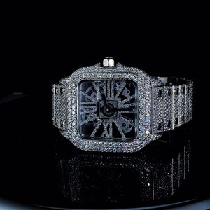 นาฬิกาเพชรฮิปฮอปแบบอัตโนมัติ ETA ประดับเพชรหรูหรา สายสแตนเลสสตีล ระบบจักรกล ประดับเพชร VVS มอยส์ซาไนต์ - Product Image 5