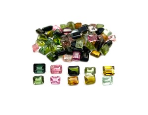 Turmalina Natural, Corte Octogonal, Facetada, Piedras Sueltas, Turmalina Multicolor, Piedras Calibradas de 4 mm y 6 mm, Piedras Preciosas Sueltas al por Mayor - Product Image 1