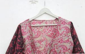 Nueva llegada de tejido corto respetuoso con el medio ambiente reciclado seda Wrap Tie Top Bell manga Kimono regalo para ella Floral - Product Image 3