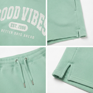 Custom Printed Women's Crew Neck Sweat <b>Shorts</b> <b>Set</b> Winter Wear Cotton Fleece Sweat Shirt Drawstring Waist Sweat <b>Short</b> 2 Piece <b>Set</b> - Product Image 6