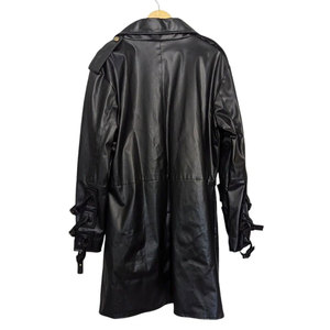 <b>Gothic</b> Black Faux Leather Steampunk Trench Coat Belted <b>Jacket</b> Wholesale Dressing High Sell 2026 - Product Image 3
