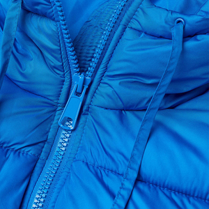 2026 Trending Women's Blue Hooded Puffer Jacket Full <b>Sleeve</b> Zipper Closure Solid Color Winter Warm Down Coat Casual Outerwear - Product Image 2