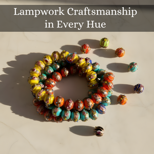 Cuentas de Vidrio Hechas a Mano Multicolores para Pastel de Boda, Cuentas Redondas de 12 mm |   Tiras de 8 pulgadas con detalles dorados |   Cuentas a Granel para Joyería y Manualidades DIY - Product Image 3