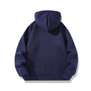 Sweat-shirt à capuche bleu marine pour homme, coupe ample, doublure polaire, vêtement d'hiver décontracté, manches régulières, tricot uni, couleur unie, 2027 - Product Image 2
