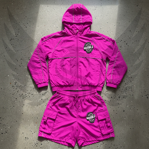 Streetwear Summer Windbreaker Nylon Tracksuits Nylon Color Blocking Track Jacket Windbreaker Nylon <b>Waterproof</b> Hoodie Shorts <b>Set</b> - Product Image 6