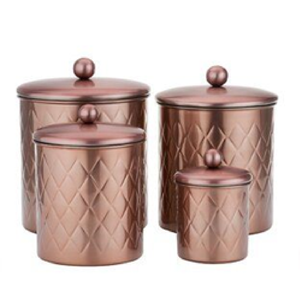 Antique Copper Metal Classic Food <b>Canisters</b> Embossed Grapevine Moisture-Proof Flip Top Lid Pantry Storage Wholesale Prices - Product Image 6