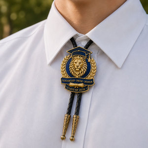 Accesorio de Corbata Bolo para Graduación |   Charm Deslizante con Logotipo Personalizado Grabado |   Plata Antigua Chapada en Oro al por Mayor - Product Image 1