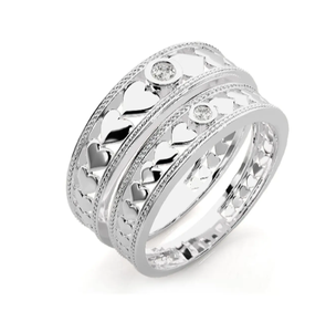 Bindi Jewels 925 Sterling Silver Silver Plated Solitaire Christian Romantic <b>Couple</b> <b>Rings</b> - Product Image 3