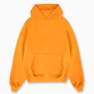 Sudadera con Capucha Oversize de Algodón Grueso de 400GSM con Logo Personalizado, Ajuste Holgado, Color Naranja Sólido, Estilo Urbano para Hombre - Product Image 3