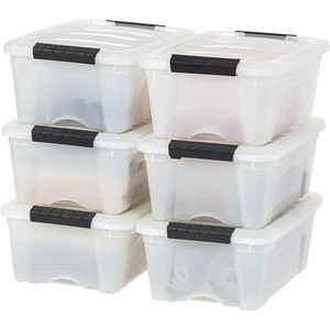 Set di 6 Contenitori in Plastica da 13 Qt con Coperchi e Chiusure, Senza BPA, Impilabili e Annidabili, Soluzione Organizzativa Resistente - Product Image 1