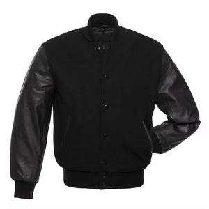Customized Design High Quality Men College Jackets Baseball Winter Wool Leather Varsity Jacket For Men Black <b>Colour</b> Lightwewight - Product Image 3