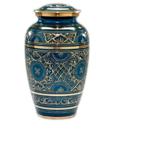 Cremación de alta calidad para cenizas humanas Urnas de cremación funeraria de metal para adultos Diseño de trigo con acabado de Peltre - Product Image 5