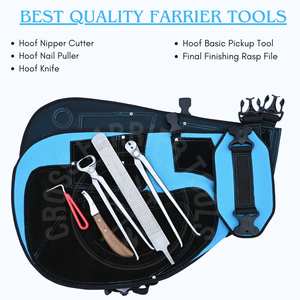 Kit de Herramientas para el Cuidado de Pezuñas de Caballos con Delantal de Cuero Azul, Cortaúñas para Caballos, Cuchillo Curvo para Pezuñas, Lima y Extractor de Clavos - Product Image 2