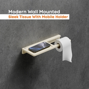 Support mural multifonctionnel pour mouchoirs avec plateau pour téléphone portable, cadre métallique robuste, ensemble de quincaillerie pour rangement de salle de bain - Product Image 2