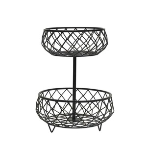 Nouveauté : Panier de rangement rond à 2 niveaux en fil métallique, moderne et de haute qualité, pour fruits, prix abordable, taille et forme personnalisables - Product Image 1