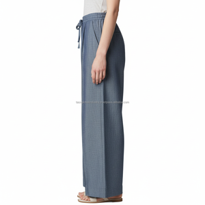 Pantalon Palazzo Femme Coupe Ample Taille Mi-Haute Uni Personnalisé OEM Vente en Gros - Product Image 2
