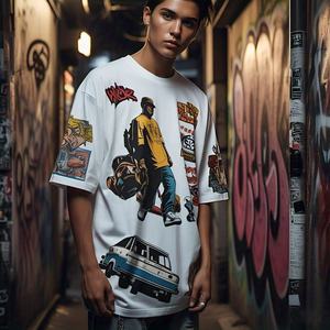 T-shirt à manches longues à épaules tombantes 250GSM blanc surdimensionné 100% coton long pour hommes coupe ample - Product Image 2