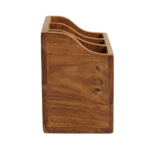 Grand porte-ustensiles en bois sculpté en teck et acacia, organisateur d'ustensiles de cuisine, vente en gros - Product Image 2