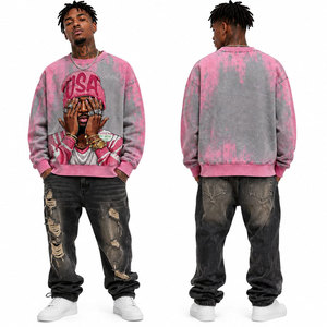Pink Gray Tie Dye Sweatshirt With USA Graphic Print Men Relaxed Fit Sublimation Printed Apparel Adults Sweatshirts - Product Image 2
